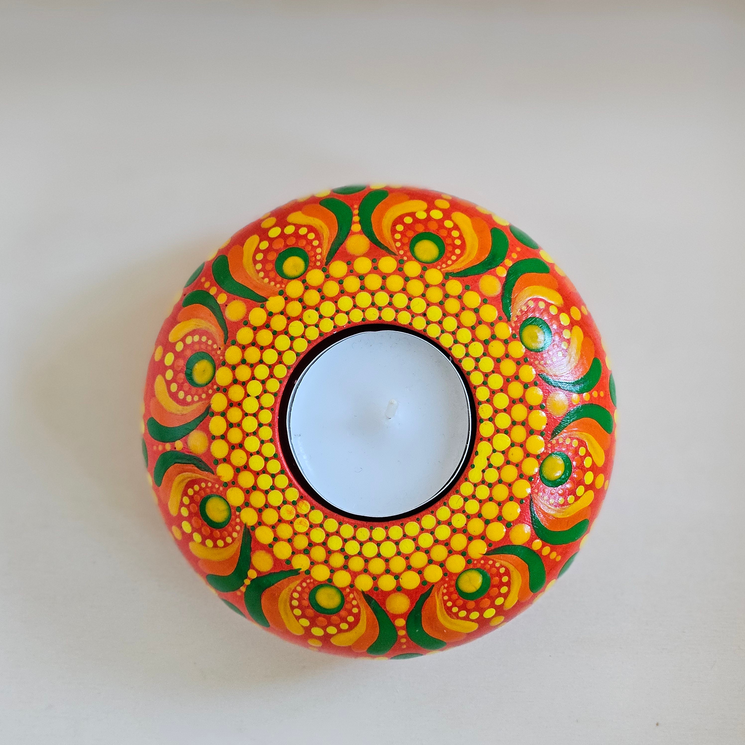 Dot Mandala Ceramic Round Candle Holder