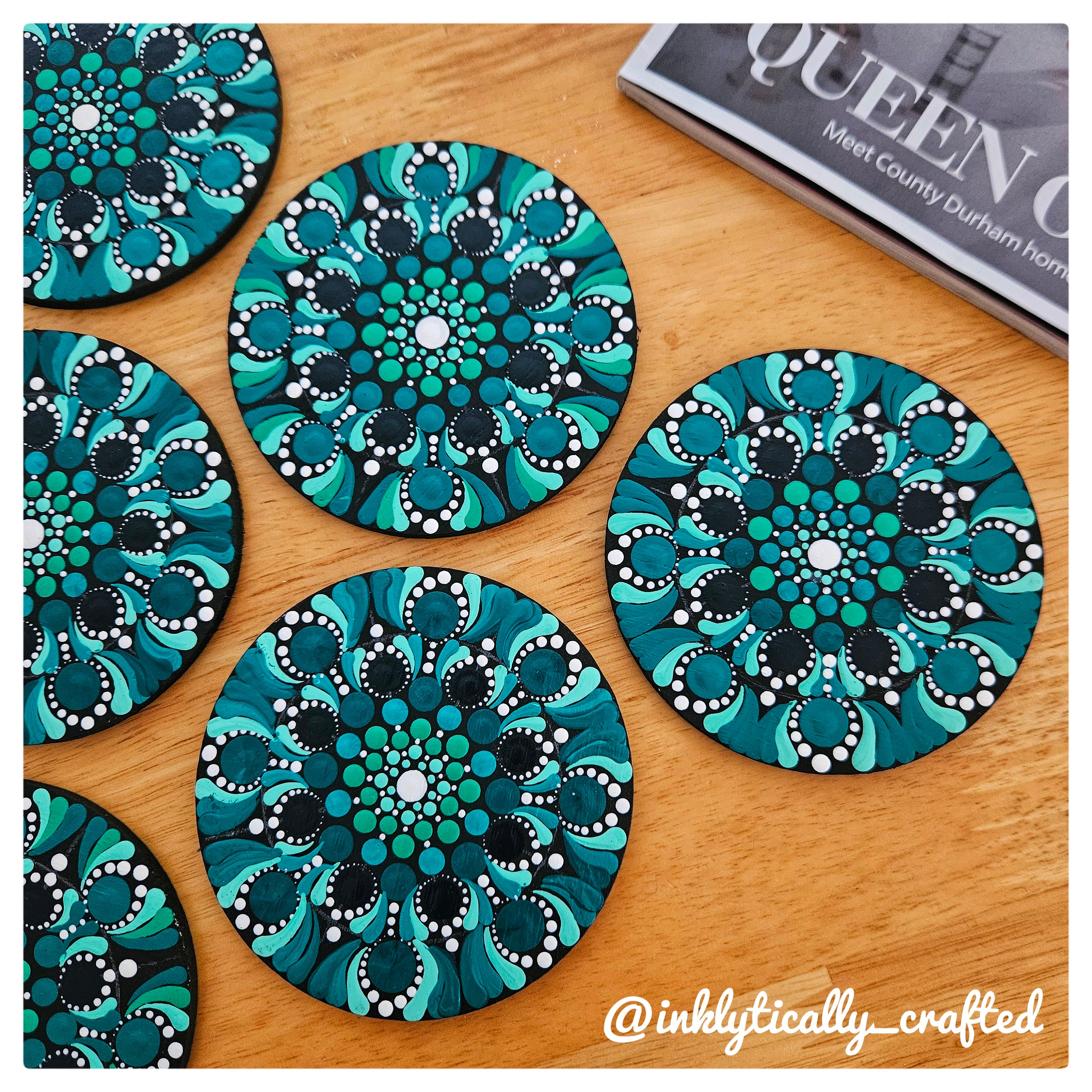 Dot Mandala Coaster Set of 6 with Stand