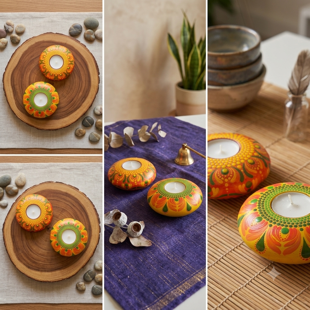 Dot Mandala Ceramic Round Candle Holder