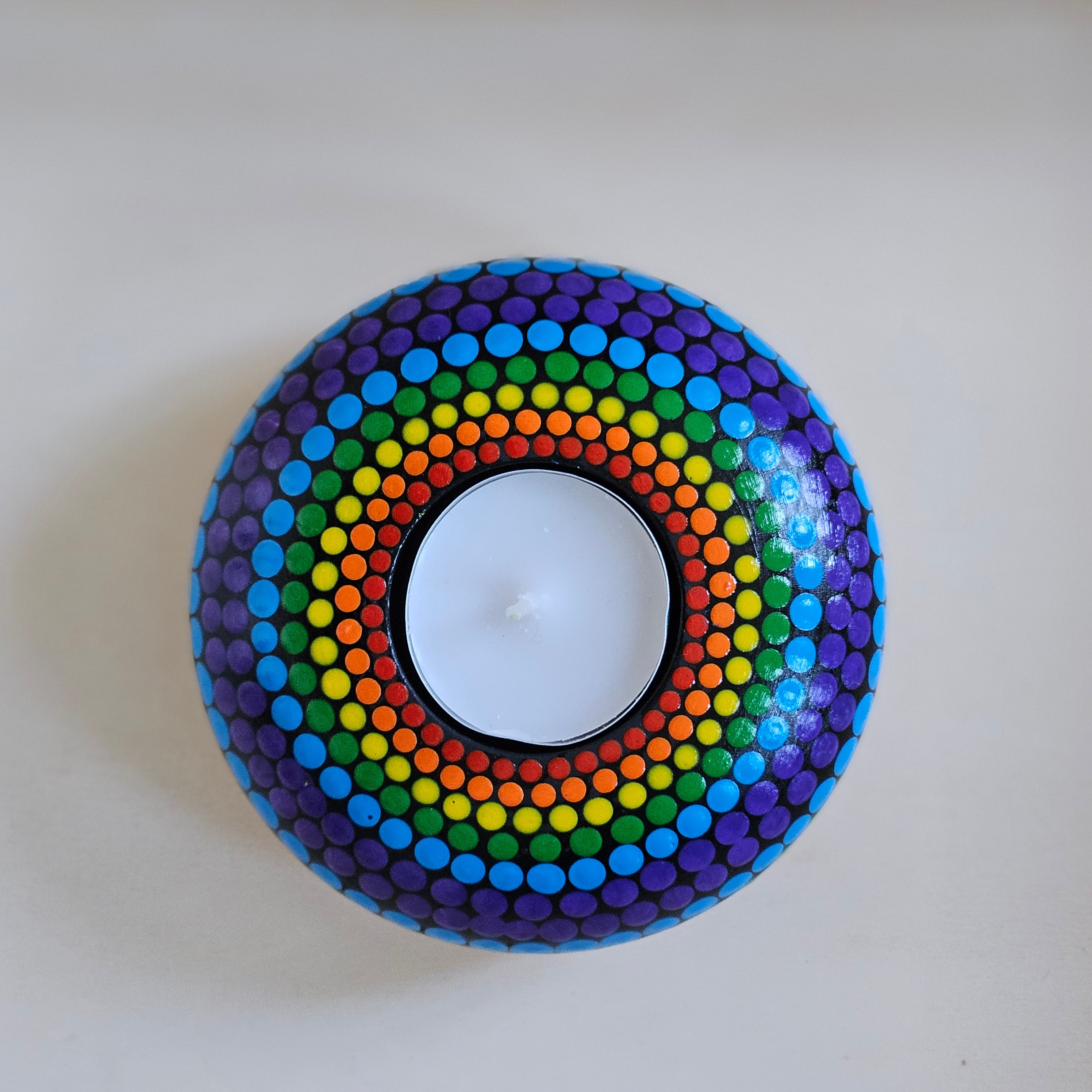 Dot Mandala Ceramic Round Candle Holder